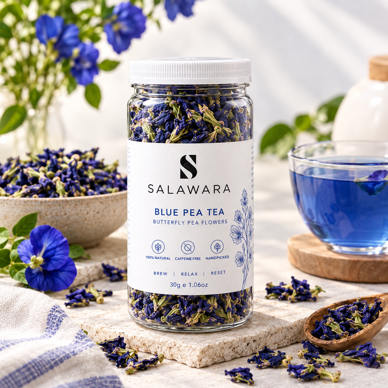 SALAWARA BLUE PEA TEA | Butterfly Pea Flowers | 30 g (1.06 oz)